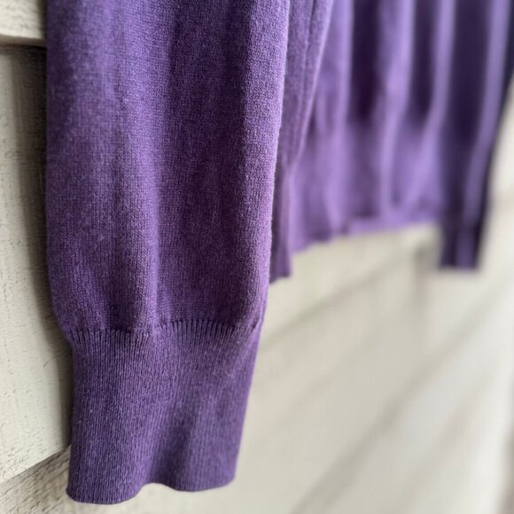 Hackett London Purple V-Neck Sweater Men’s Large Silk Cotton Cashmere Blend - Picture 6 of 9